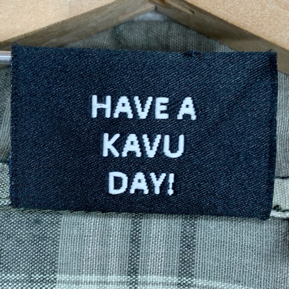 Kavu~Men’s Short Sleeve Sage‎ Green Plaid Button Up Camp Shirt~Sz S - Picture 6 of 13